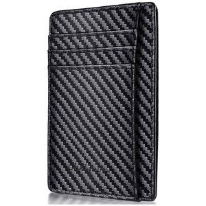 Slim Wallet for Men, Minimalist Front Pocket RFID Blocking Credit Black Carbon